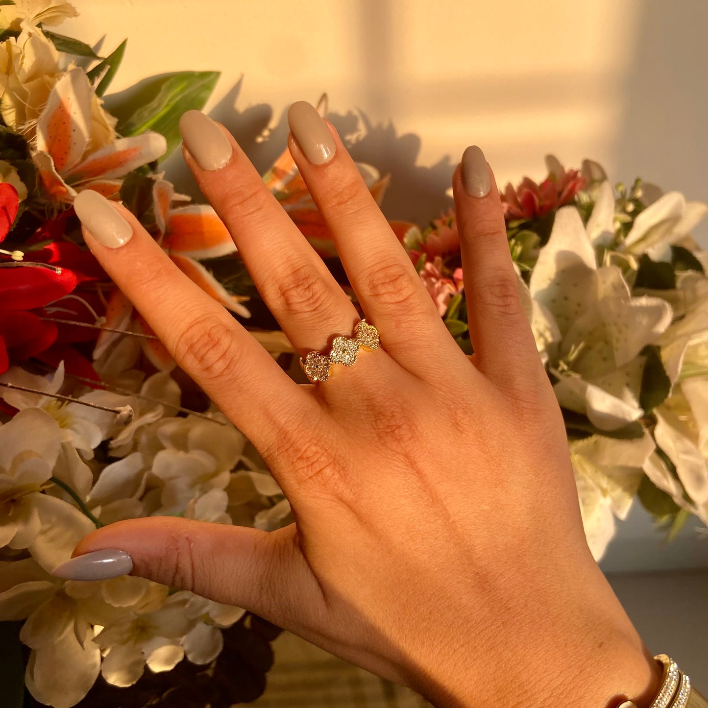 Clover Studded Ring - For Women