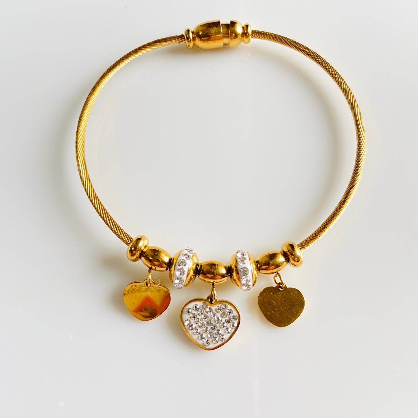 Studded Heart Charm Bracelet - For Women