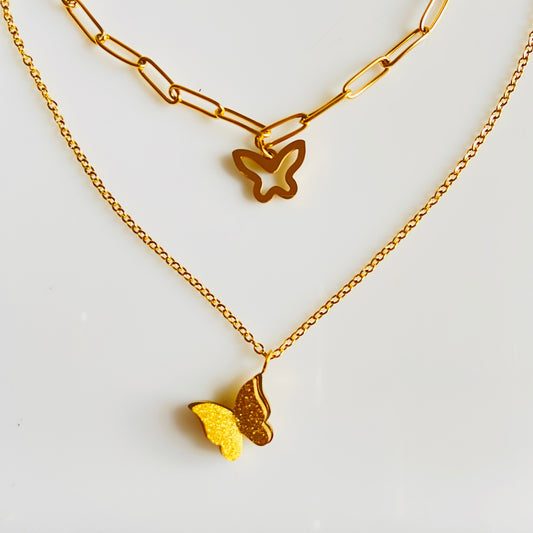 Butterfly Double Layer Necklace - For Women