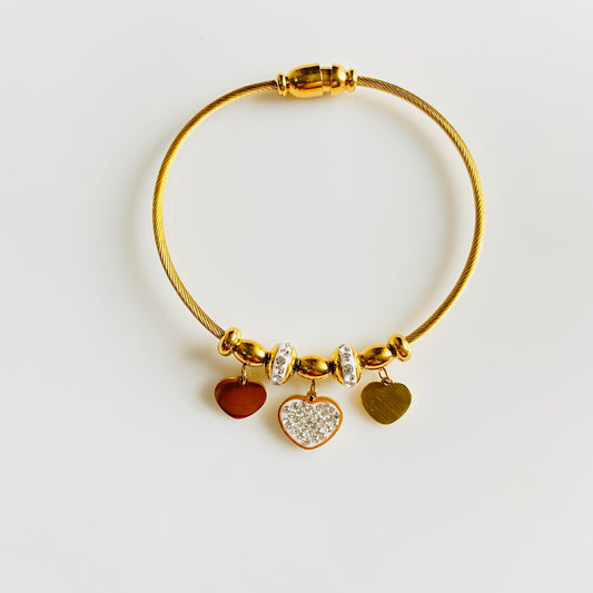 Studded Heart Charm Bracelet - For Women