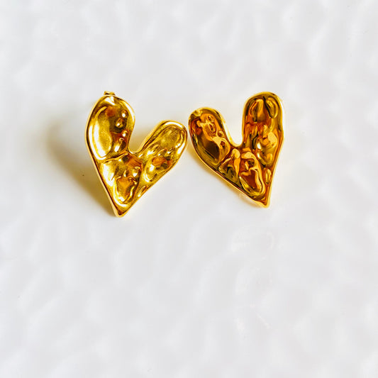 Heart Textured Earring (Stainless Steel)