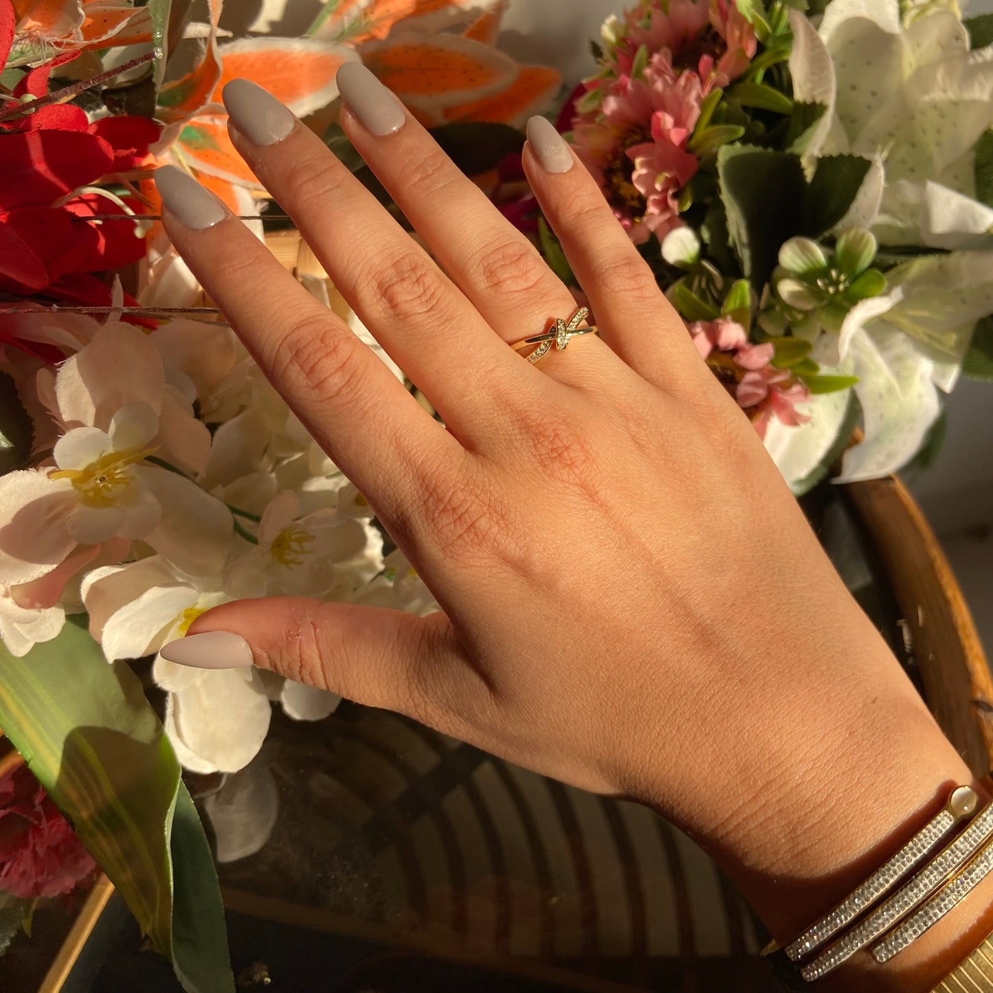 Twisted Studded Ring - For Women