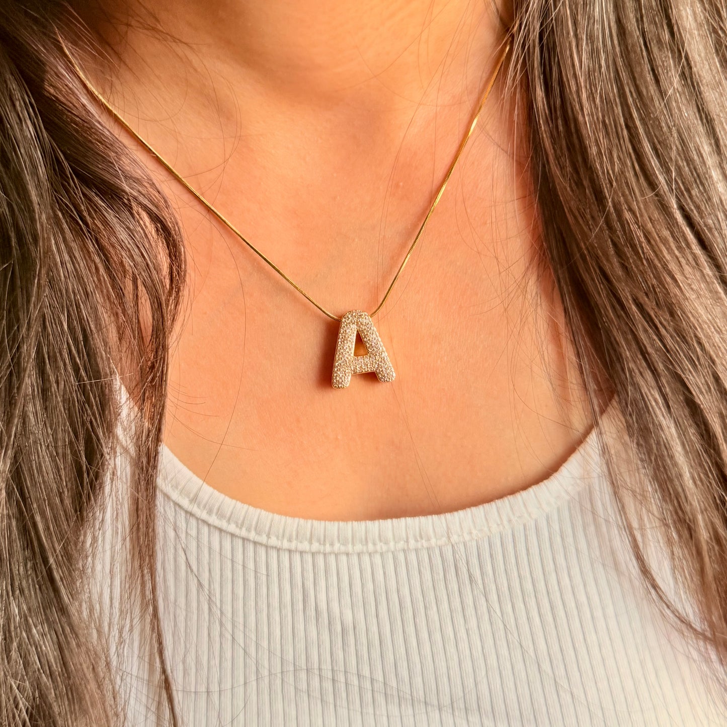 Chunky Initial Statement Necklace - For Women