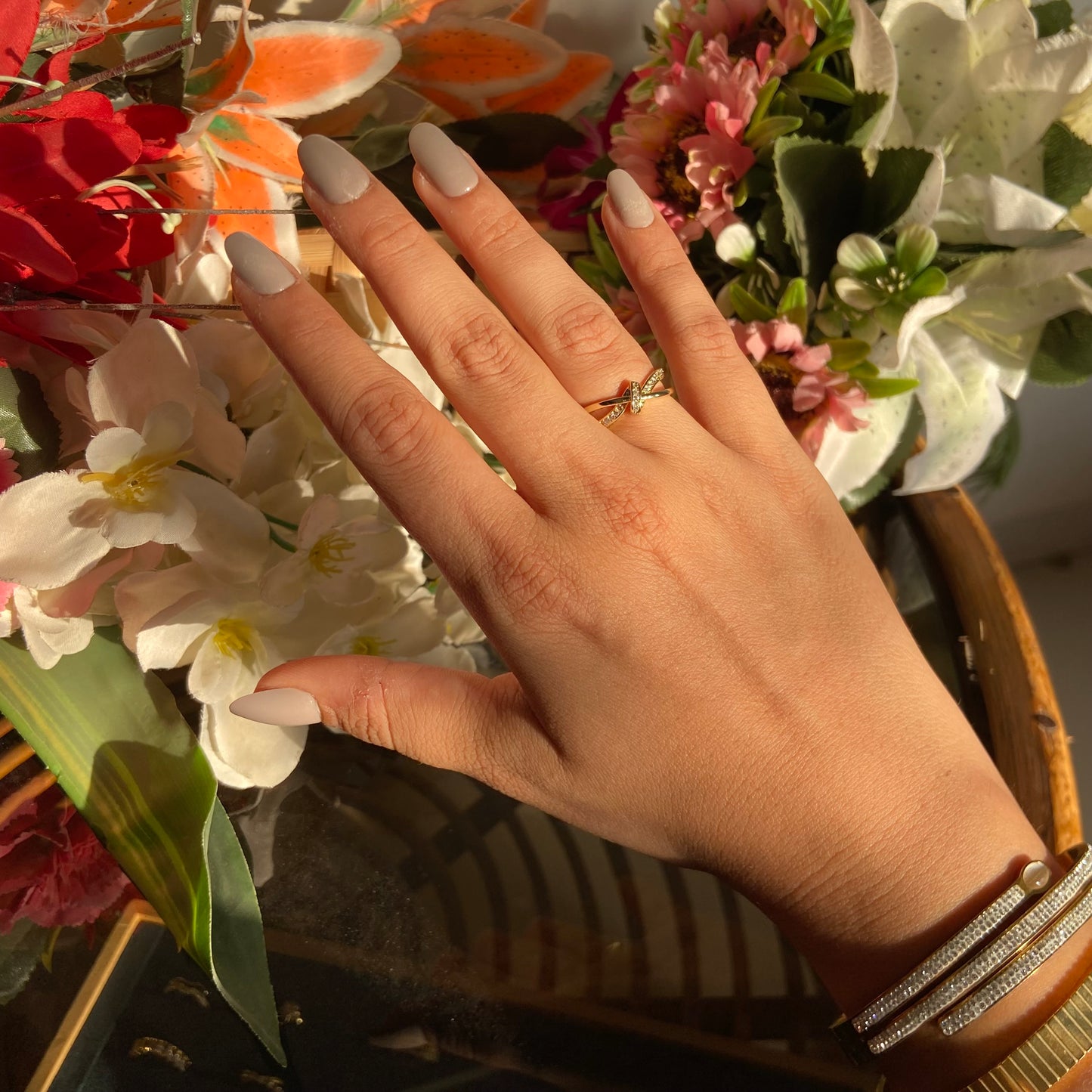 Twisted Studded Ring - For Women