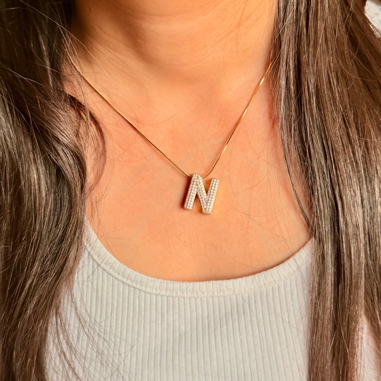 Chunky Initial Statement Necklace - For Women