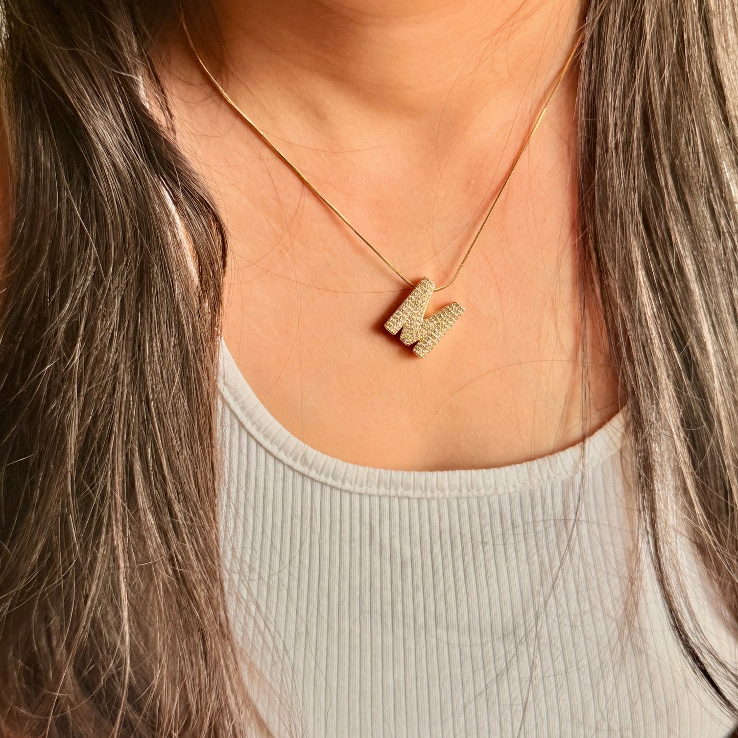 Chunky Initial Statement Necklace - For Women