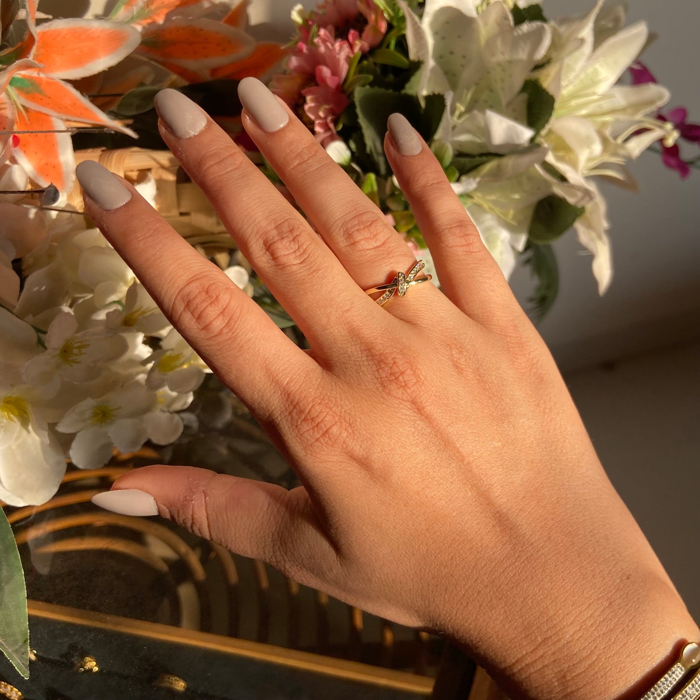 Twisted Studded Ring - For Women