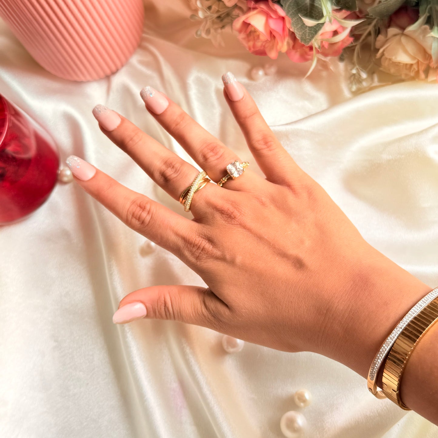 Twisted Bold Classic Solitaire Rings (Pack of 2) - For Women