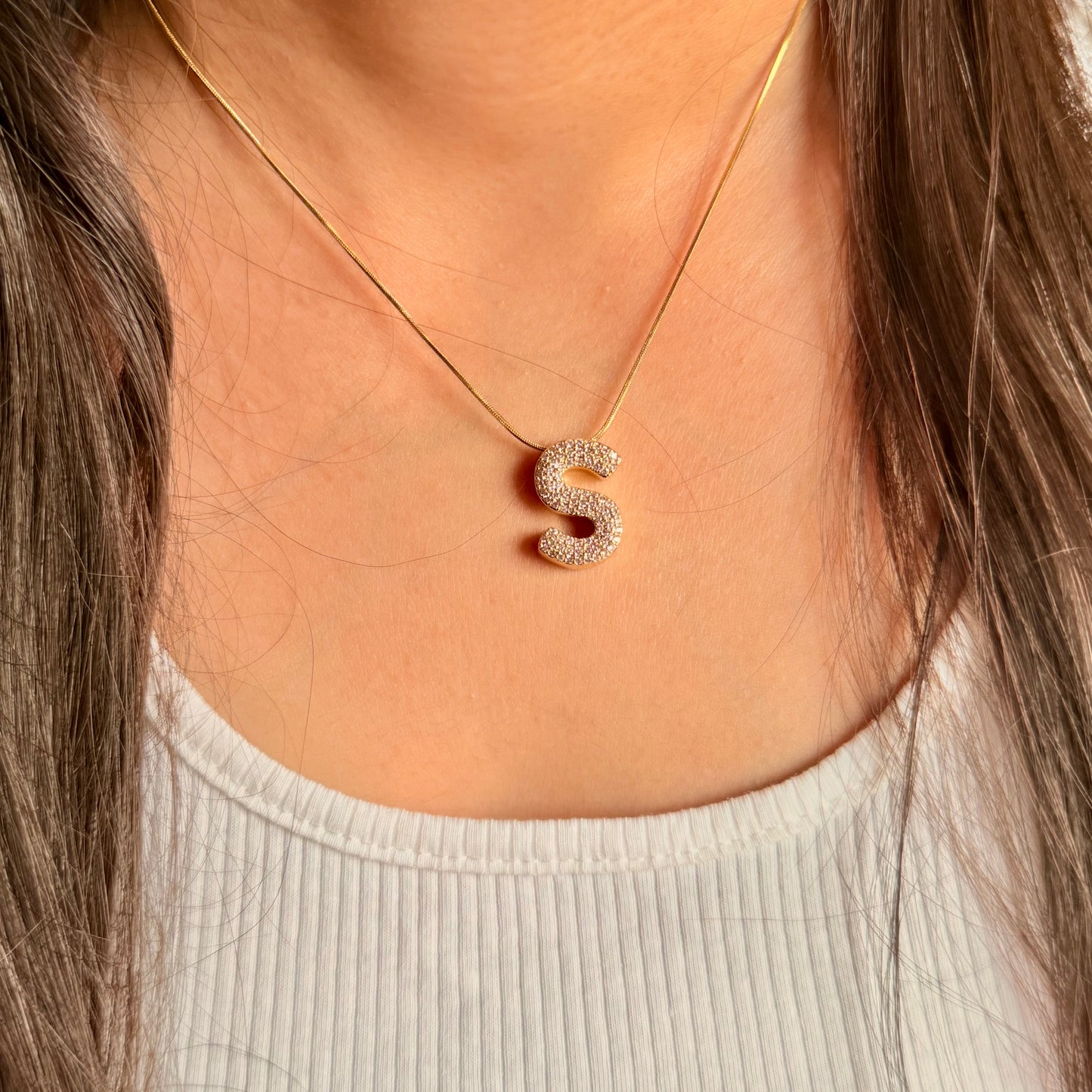 Chunky Initial Statement Necklace - For Women