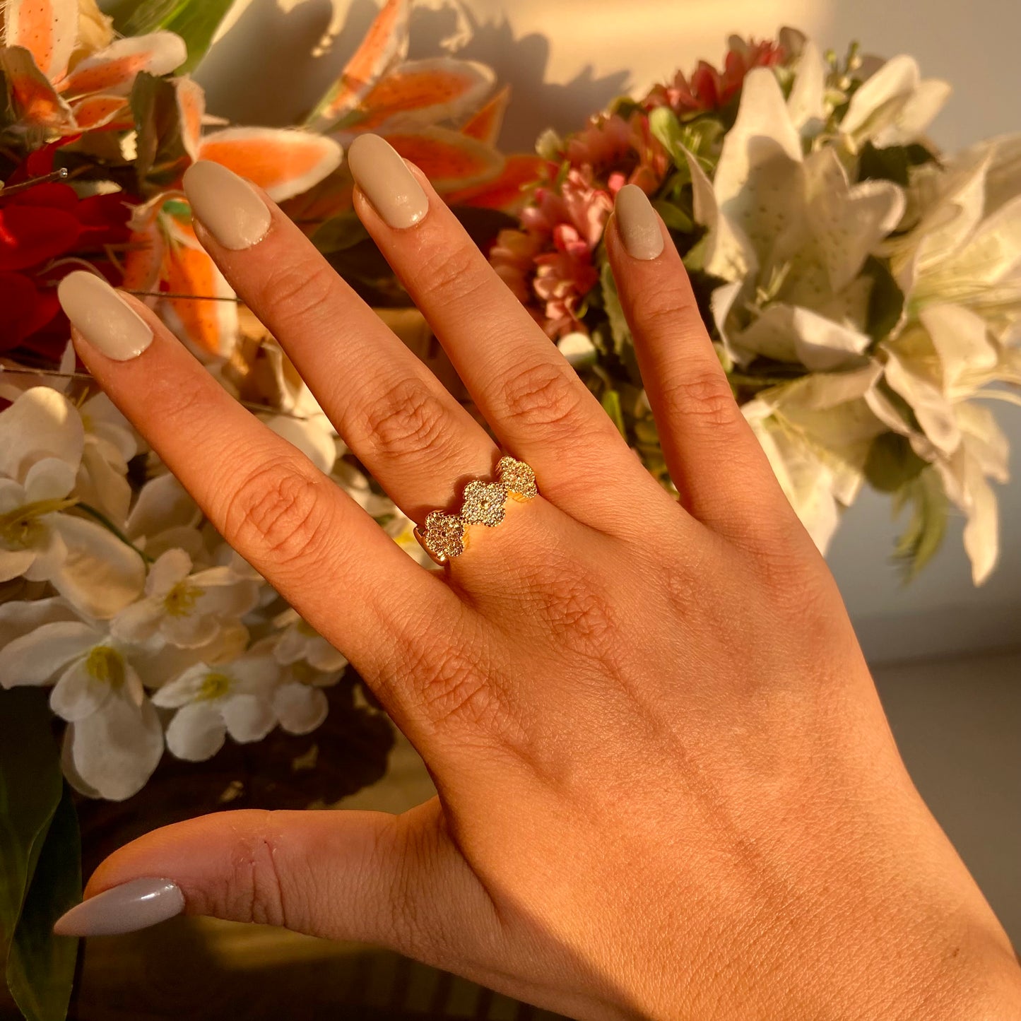 Clover Studded Ring - For Women
