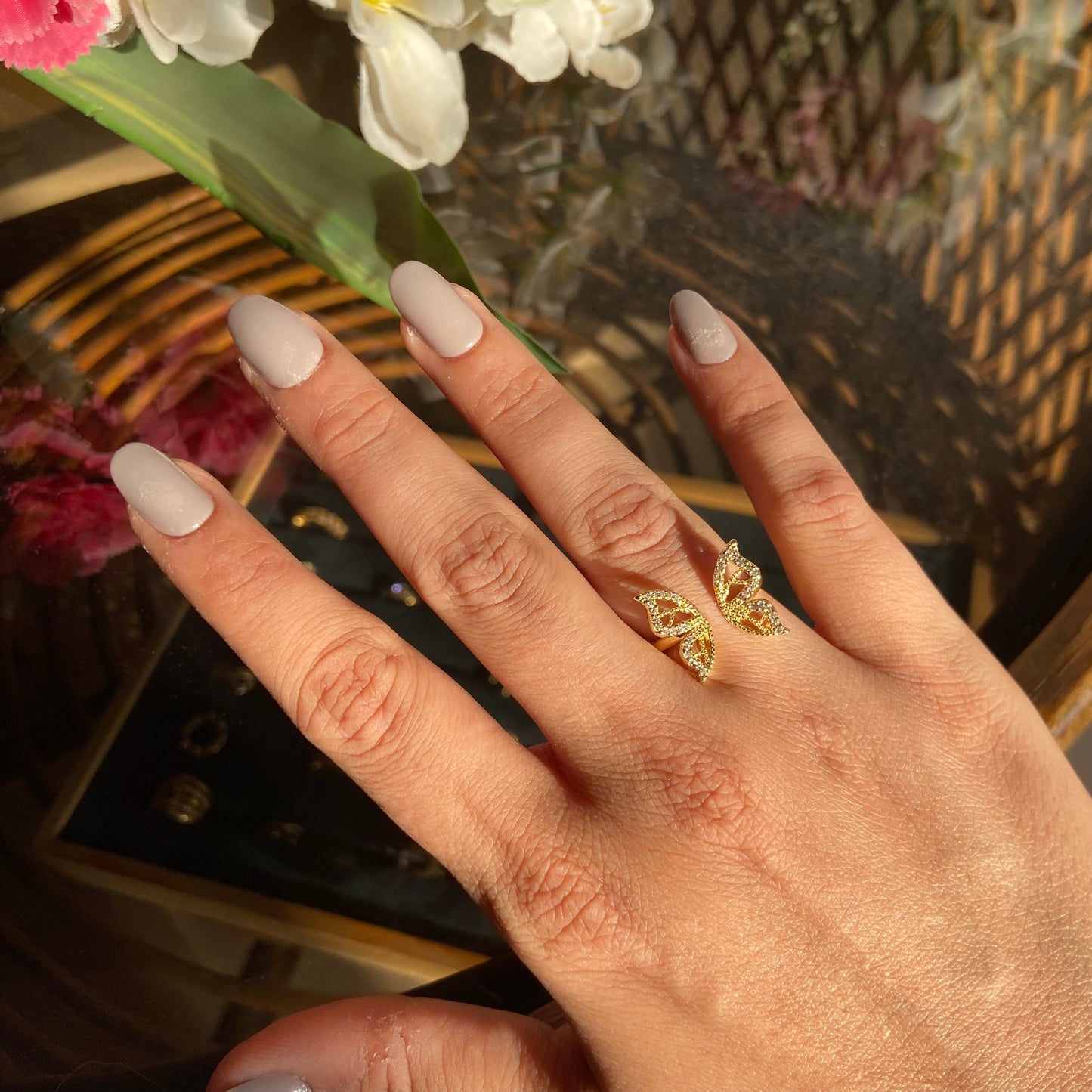Butterfly Studded Ring - For Women