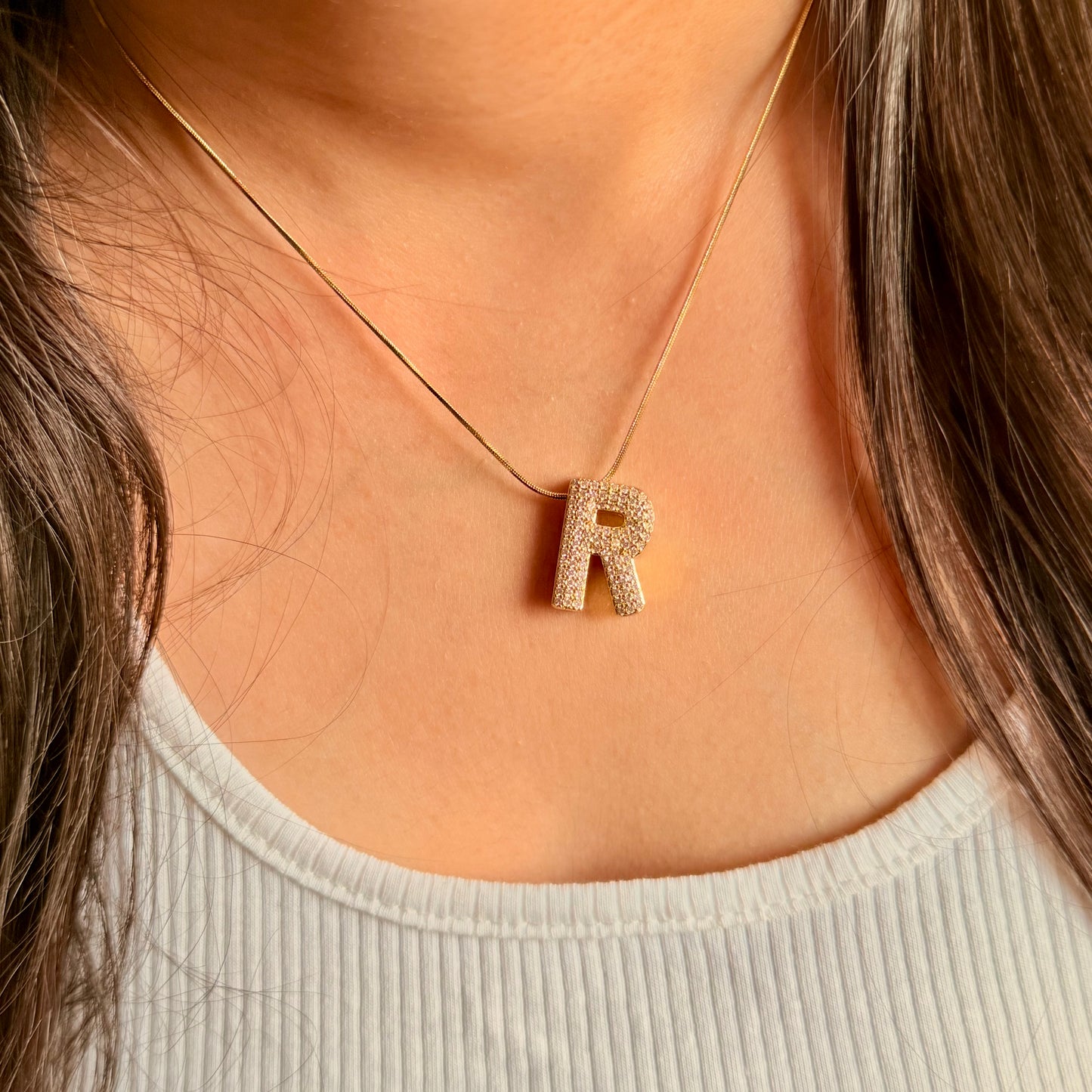 Chunky Initial Statement Necklace - For Women