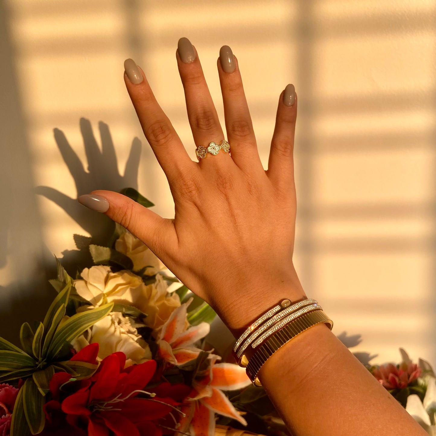 Clover Studded Ring - For Women