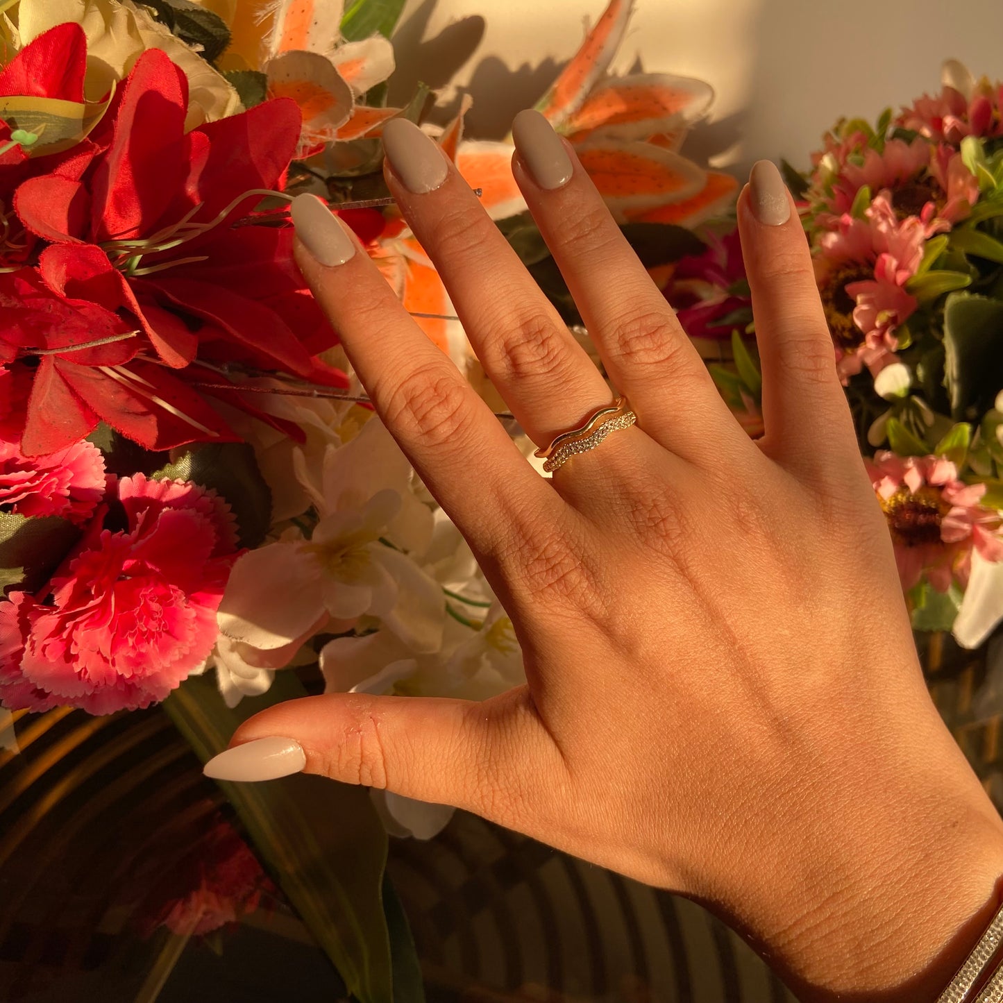 Zigzag Studded Ring - For Women
