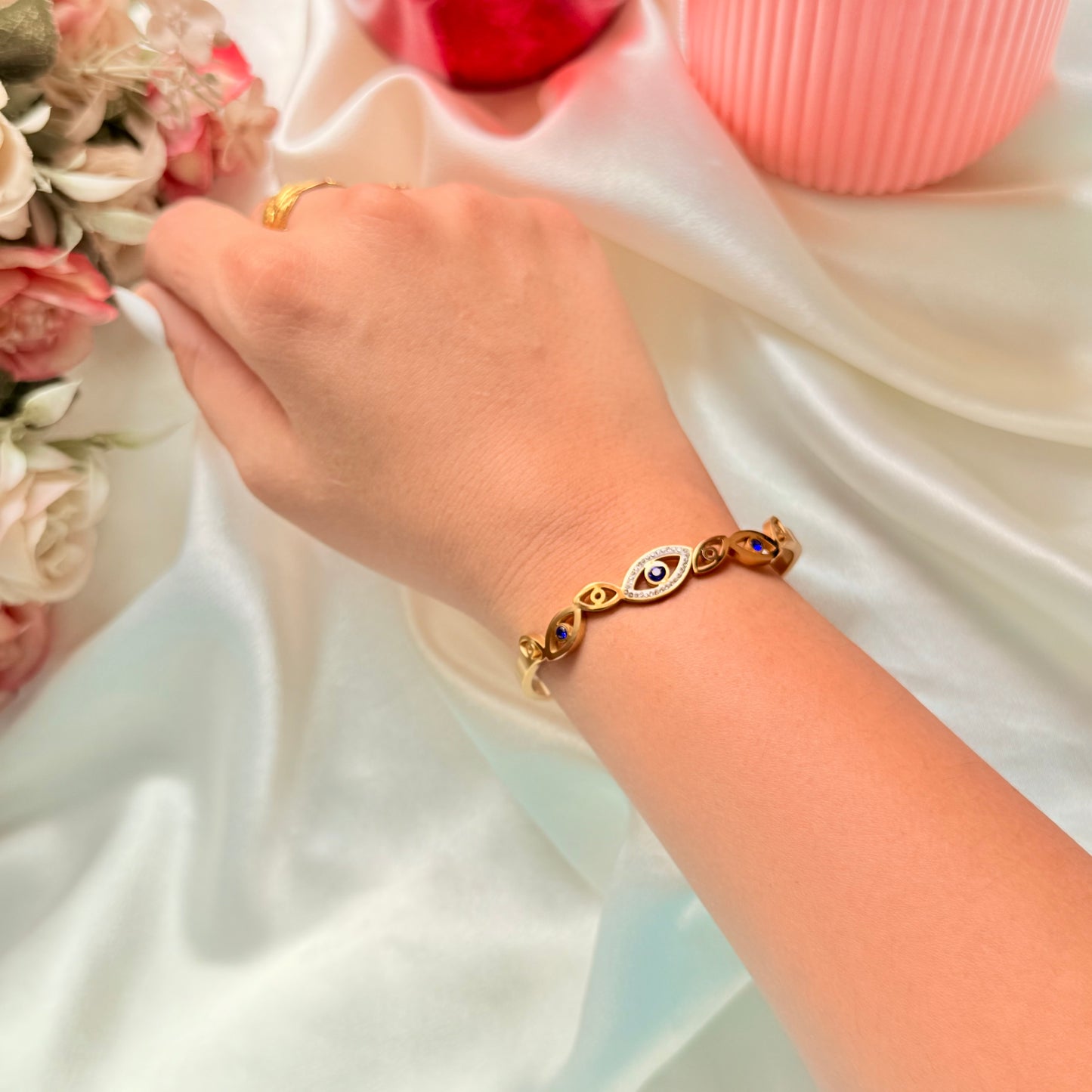 Studded Evil Eye Bracelet - For Women